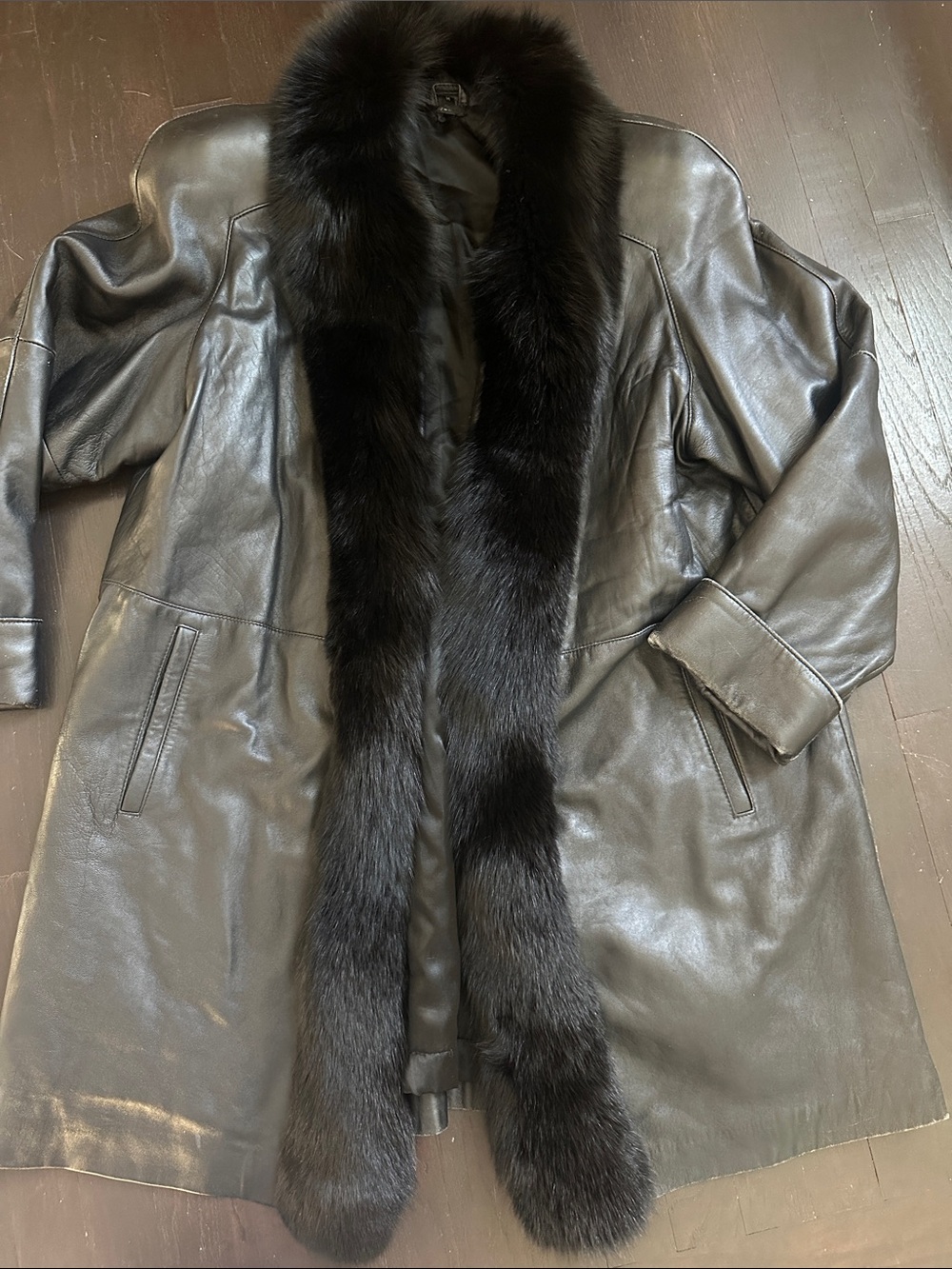 FOX LEATHER MIDI COAT